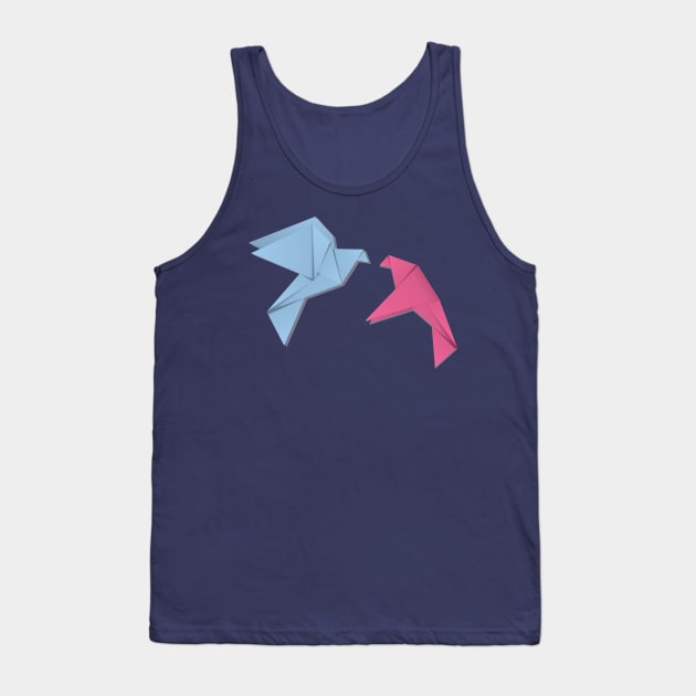 Blue and pink origami pigeons Tank Top by AnnArtshock